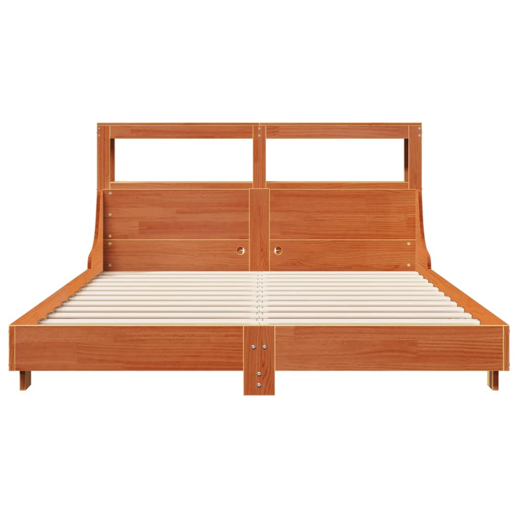 Bedframe zonder matras massief grenenhout wasbruin 160x200 cm