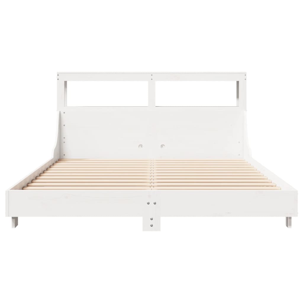 Bedframe zonder matras massief grenenhout wit 150x200 cm