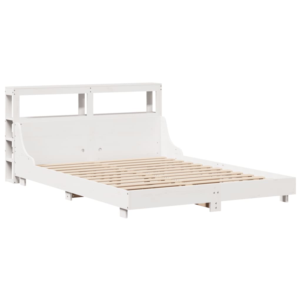 Bedframe zonder matras massief grenenhout wit 140x200 cm