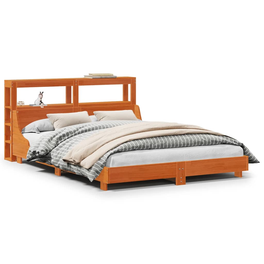 Bedframe zonder matras massief grenenhout wasbruin 140x200 cm