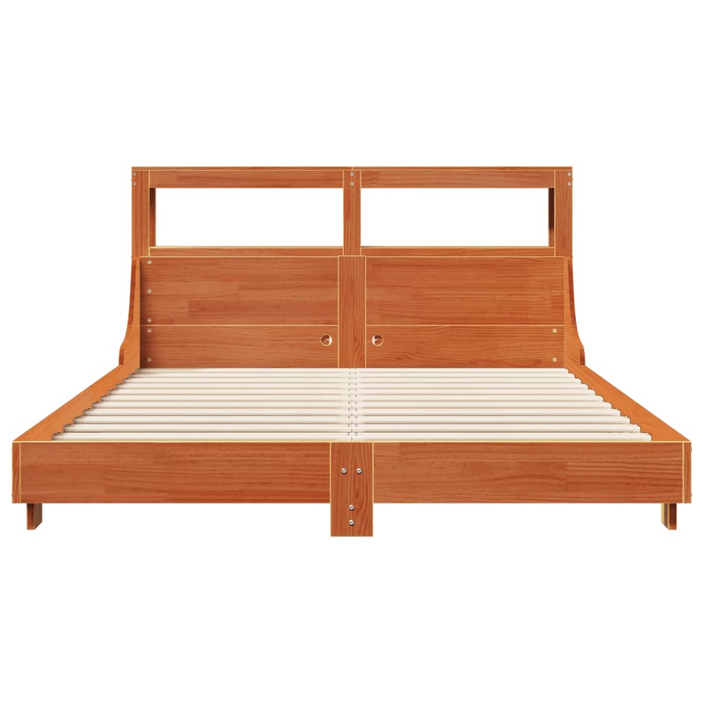 Bedframe zonder matras massief grenenhout wasbruin 140x200 cm