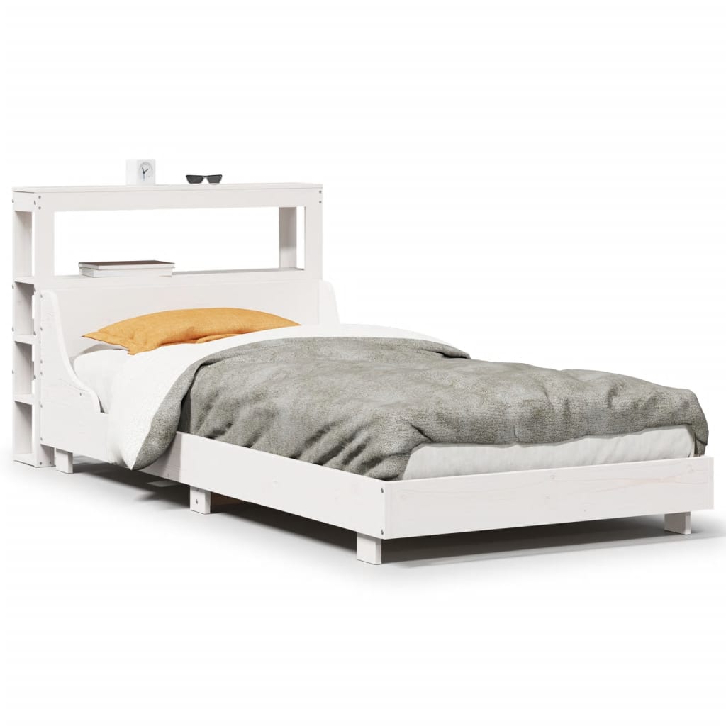 Bedframe zonder matras massief grenenhout wit 140x200 cm