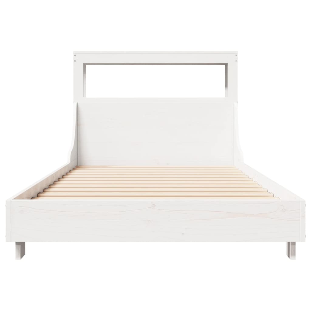 Bedframe zonder matras massief grenenhout wit 140x200 cm