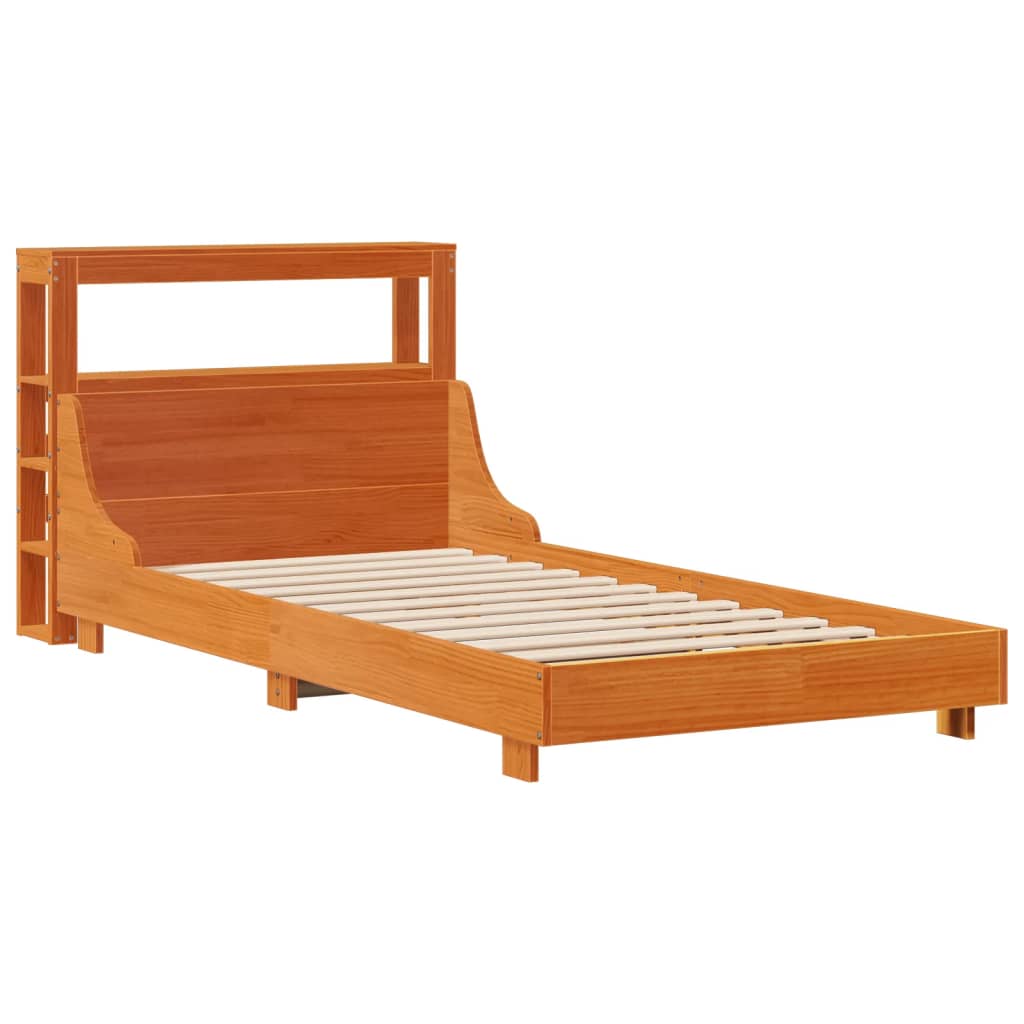 Bedframe zonder matras massief grenenhout wasbruin 100x200 cm