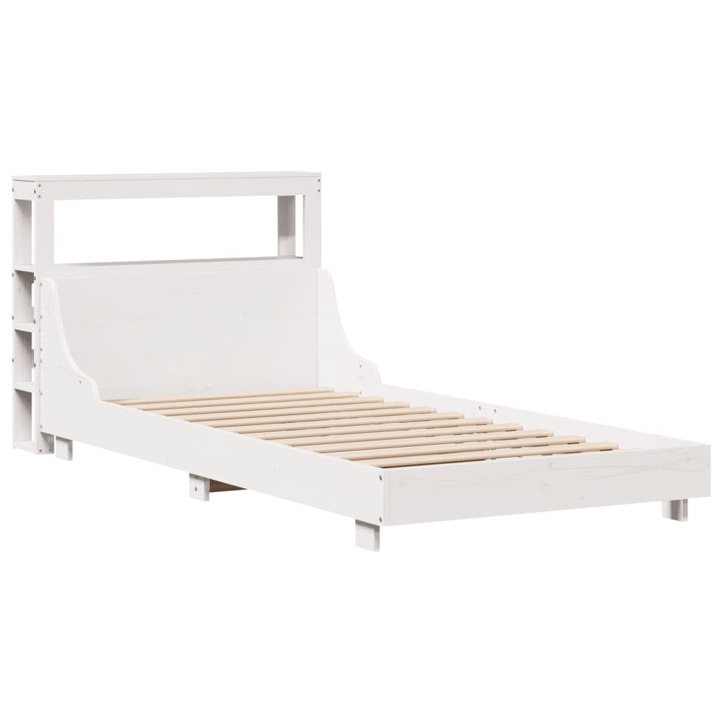 Bedframe zonder matras massief grenenhout wit 90x200 cm