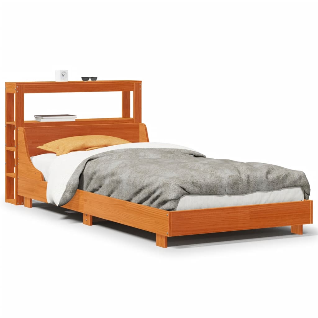 Bedframe zonder matras massief grenenhout wasbruin 90x200 cm