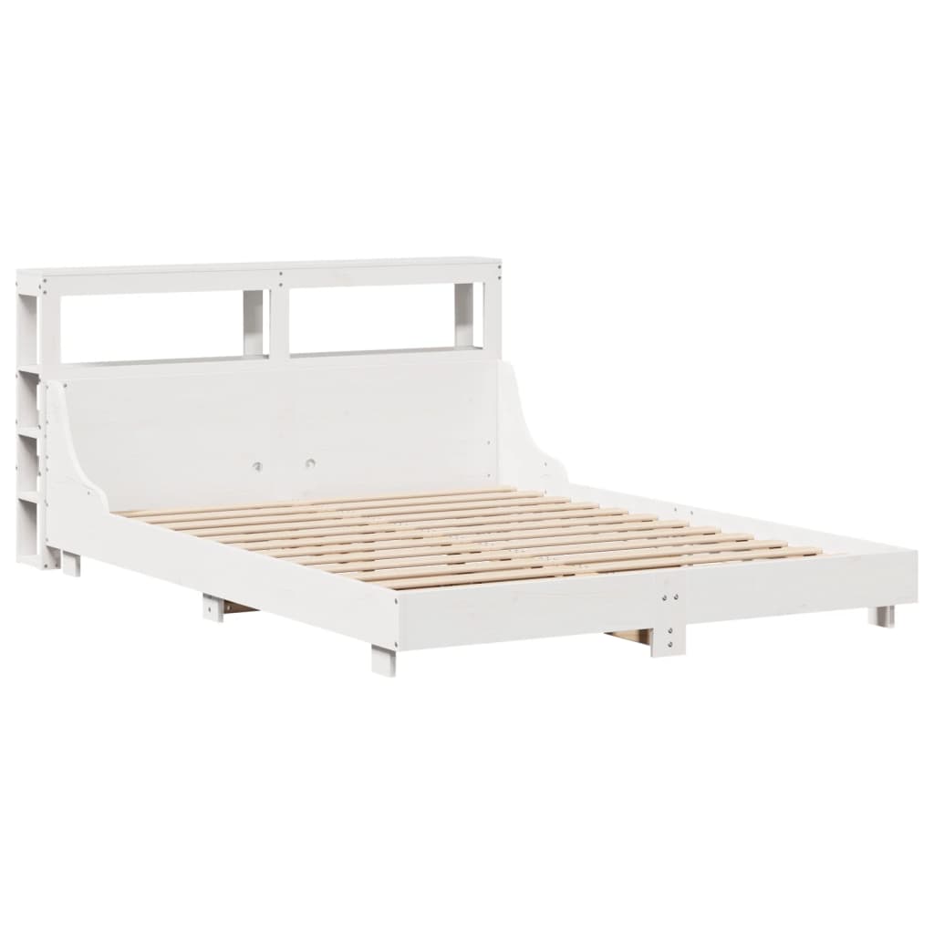 Bedframe zonder matras massief grenenhout wit 140x190 cm