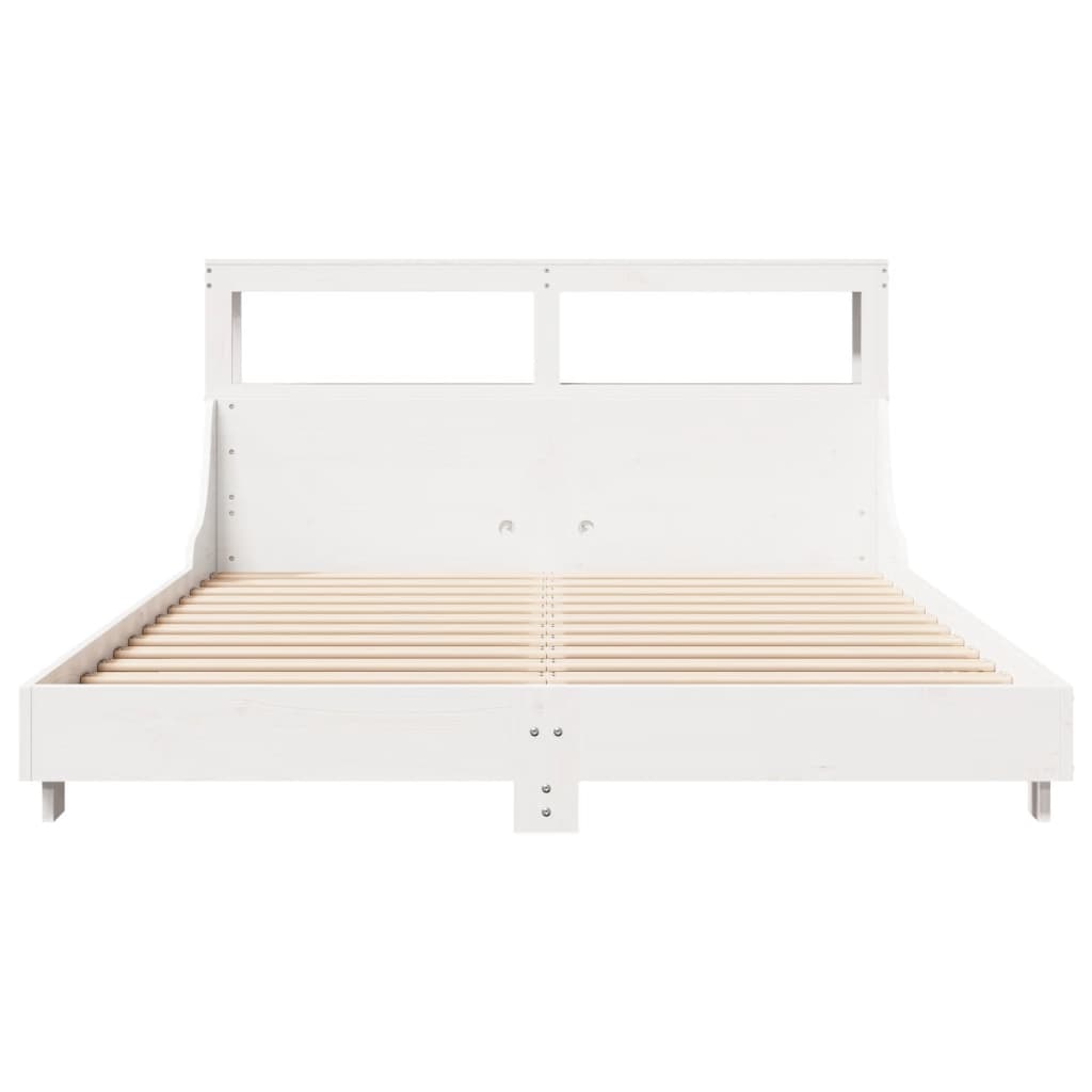 Bedframe zonder matras massief grenenhout wit 135x190 cm