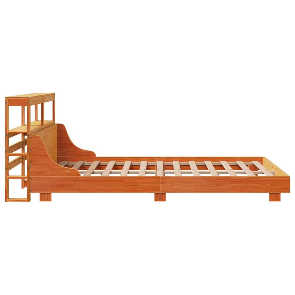 Bedframe zonder matras massief grenenhout wasbruin 135x190 cm