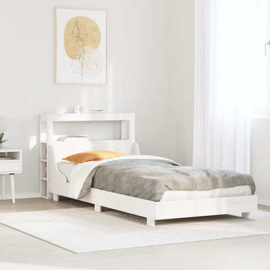 Bedframe zonder matras massief grenenhout wit 90x190 cm