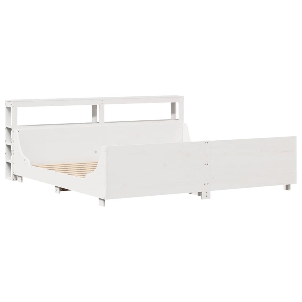 Bedframe zonder matras massief grenenhout wit 200x200 cm