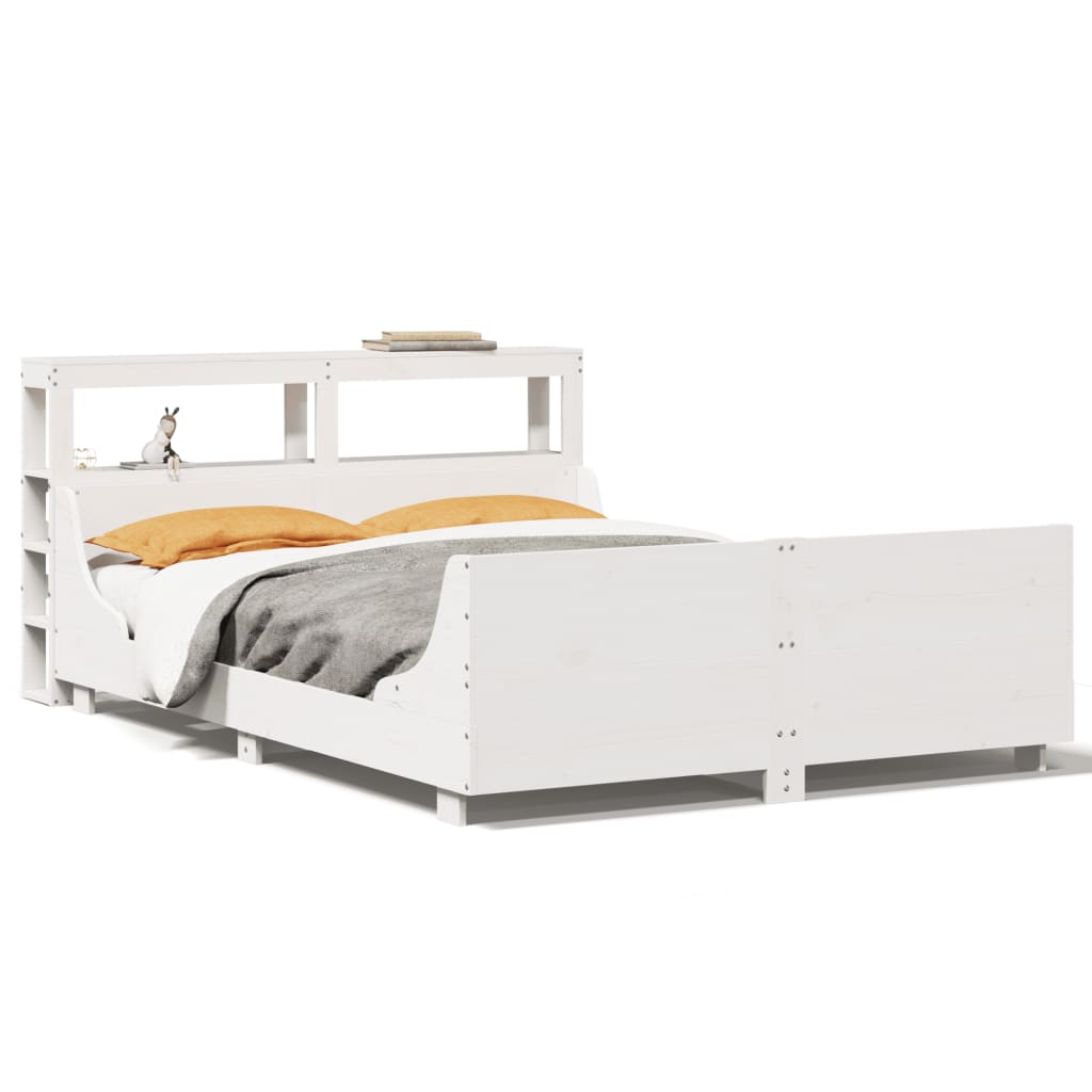 Bedframe zonder matras massief grenenhout wit 150x200 cm