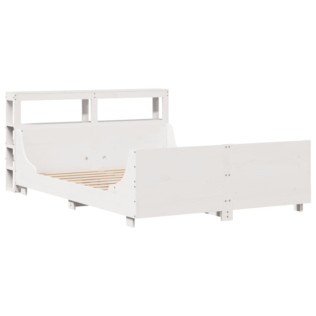 Bedframe zonder matras massief grenenhout wit 150x200 cm