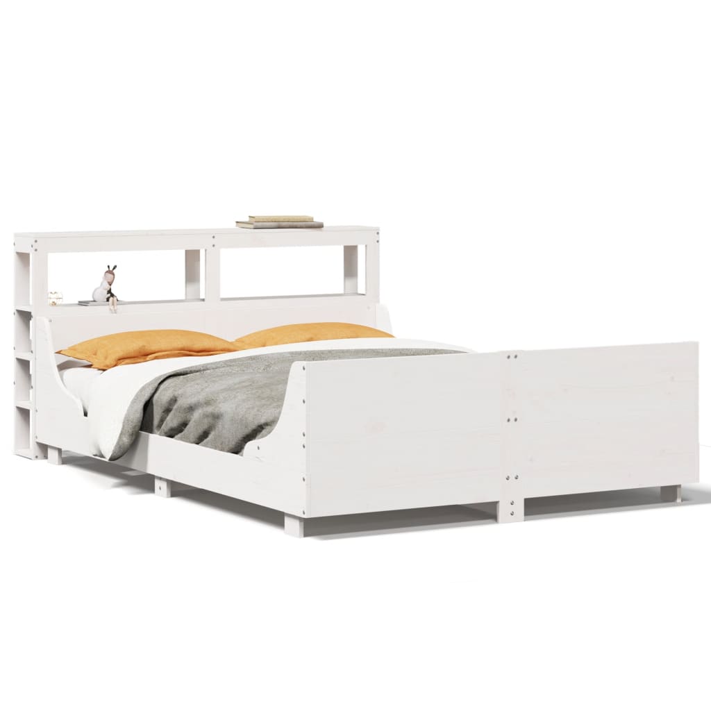 Bedframe zonder matras massief grenenhout wit 140x200 cm