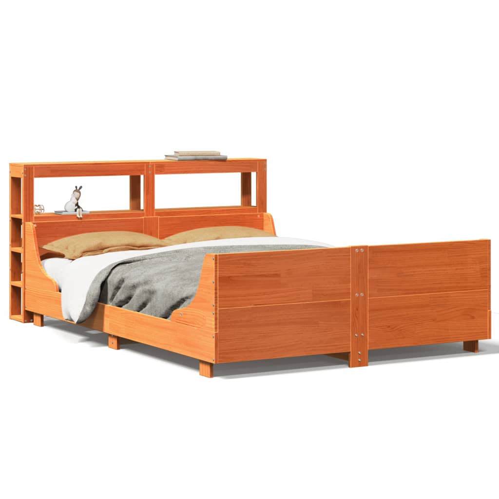 Bedframe zonder matras massief grenenhout wasbruin 140x200 cm