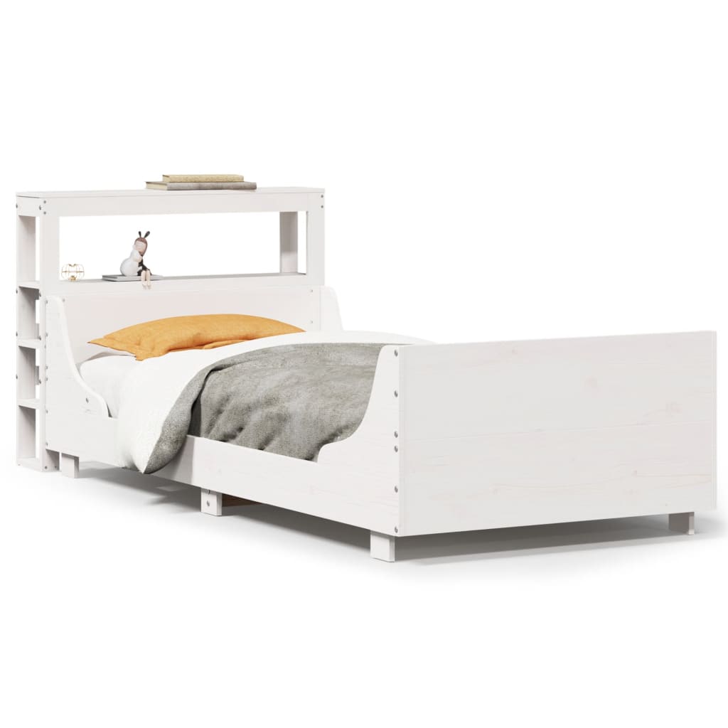 Bedframe zonder matras massief grenenhout wit 90x200 cm