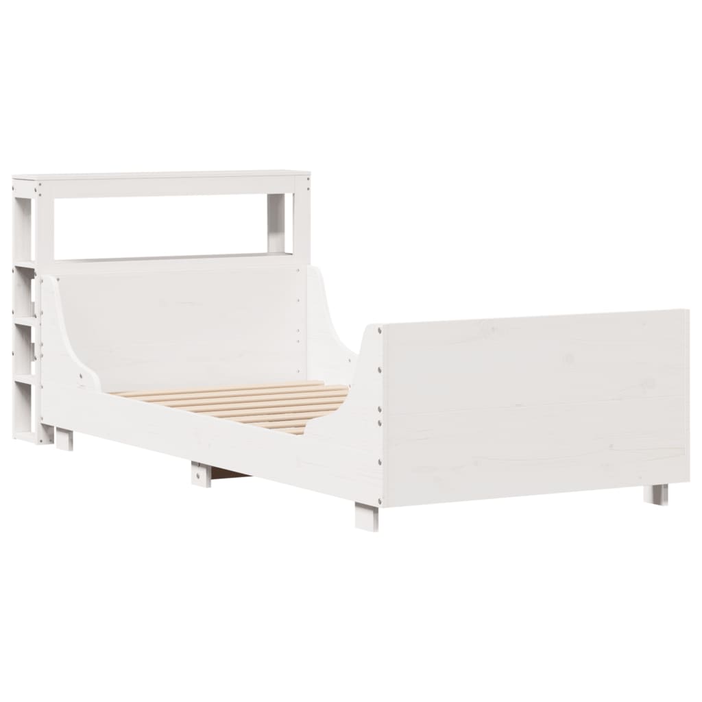 Bedframe zonder matras massief grenenhout wit 90x200 cm