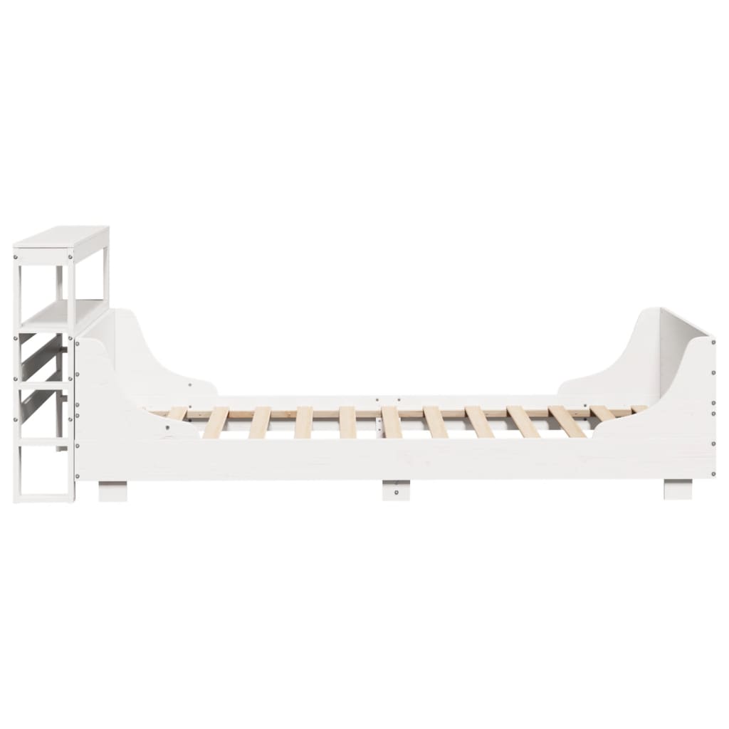 Bedframe zonder matras massief grenenhout wit 90x200 cm