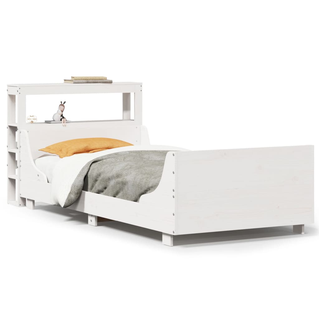 Bedframe zonder matras massief grenenhout wit 75x190 cm