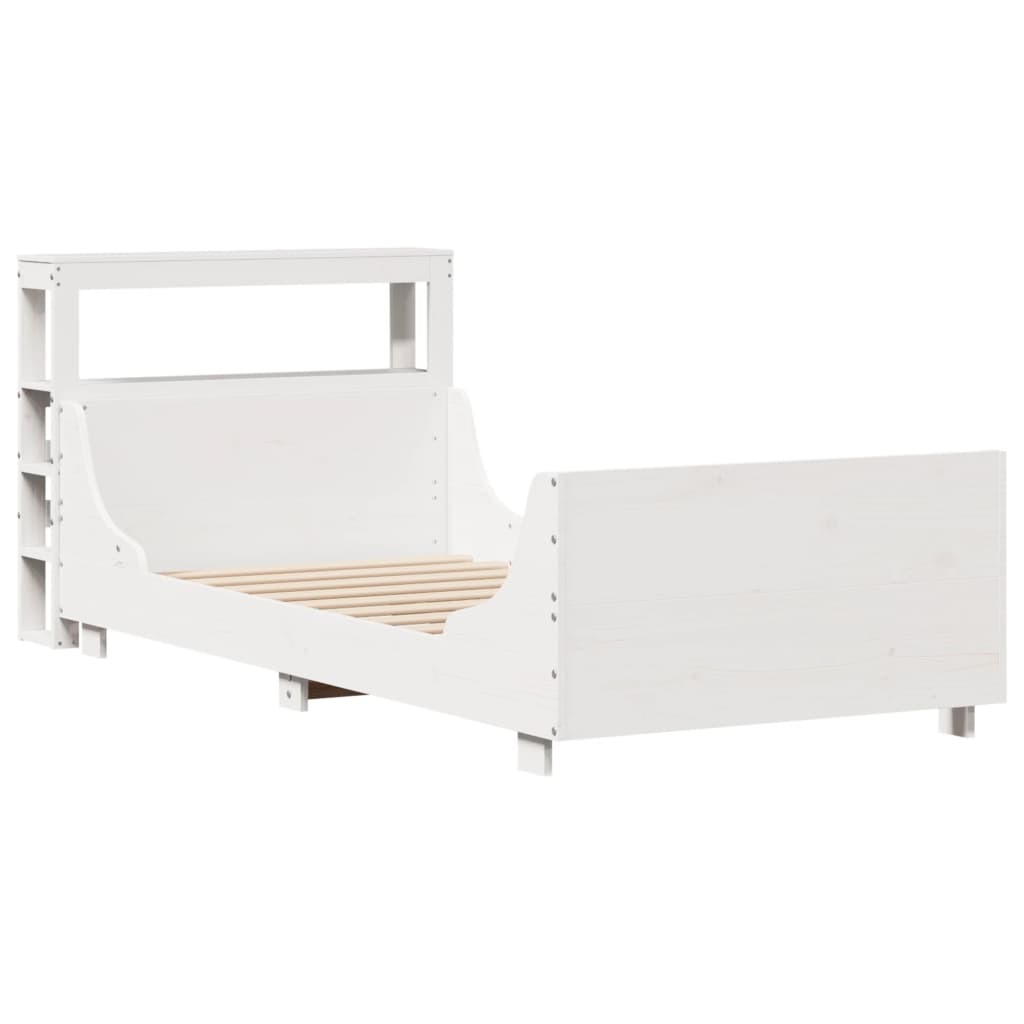 Bedframe zonder matras massief grenenhout wit 75x190 cm