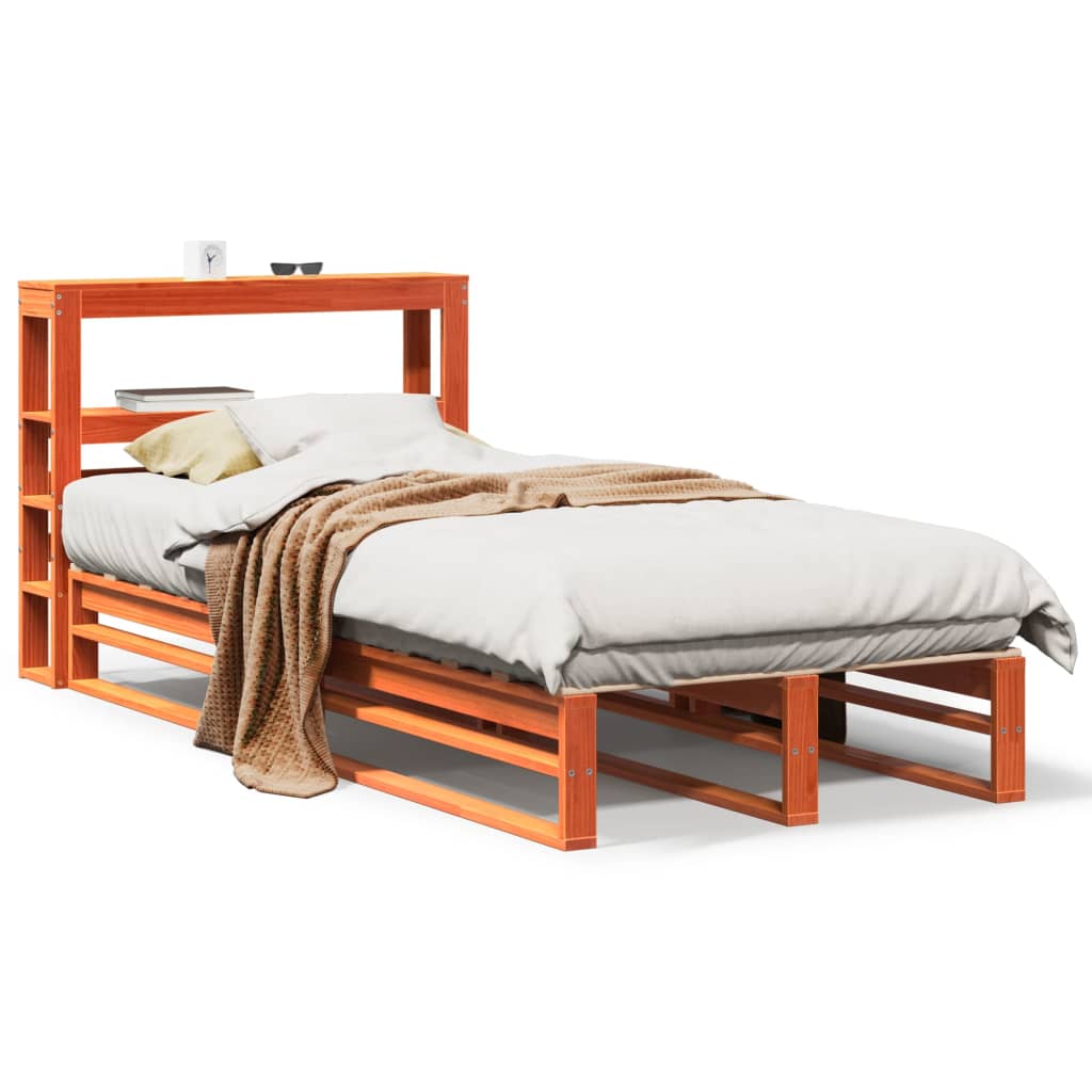 Bedframe zonder matras massief grenenhout wasbruin 90x190 cm Bedden & bedframes | Creëer jouw Trendy Thuis | Gratis bezorgd & Retour | Trendy.nl