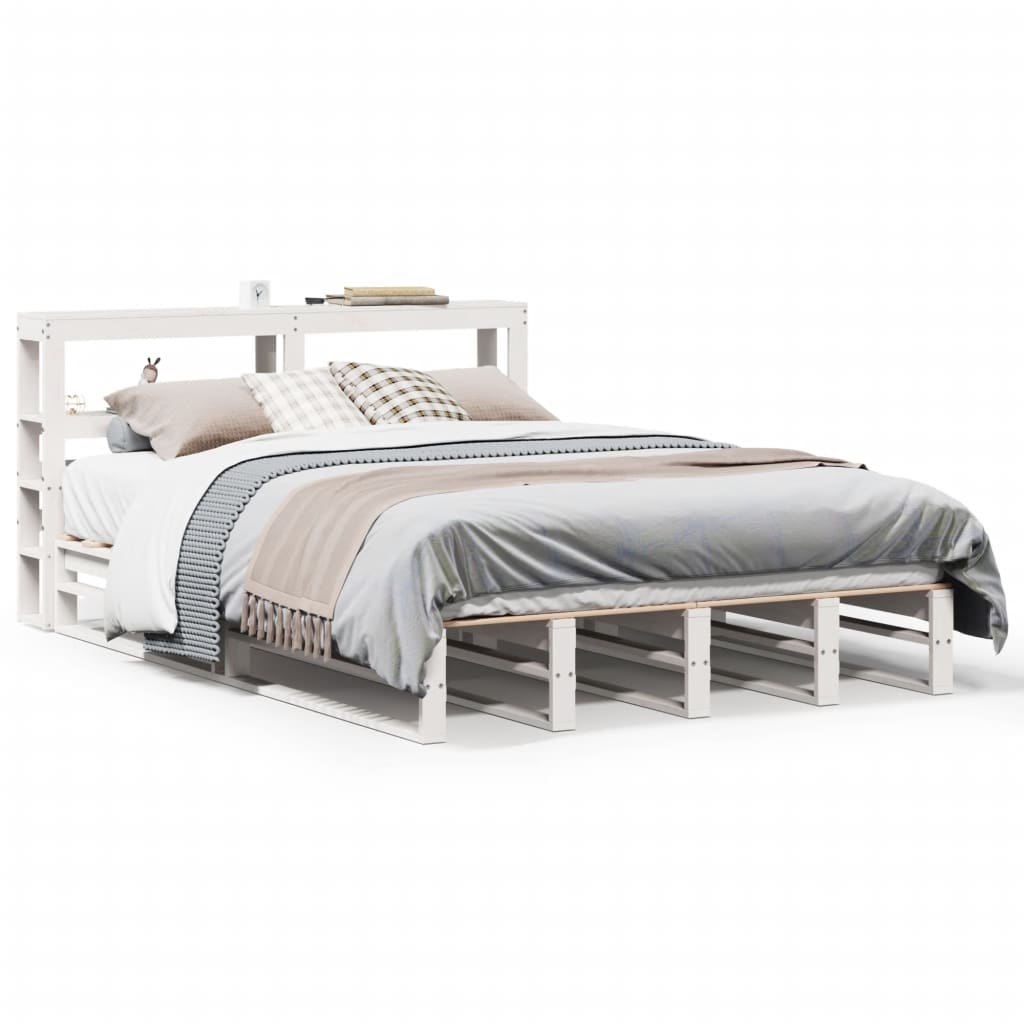 Bedframe zonder matras massief grenenhout wit 120x190 cm