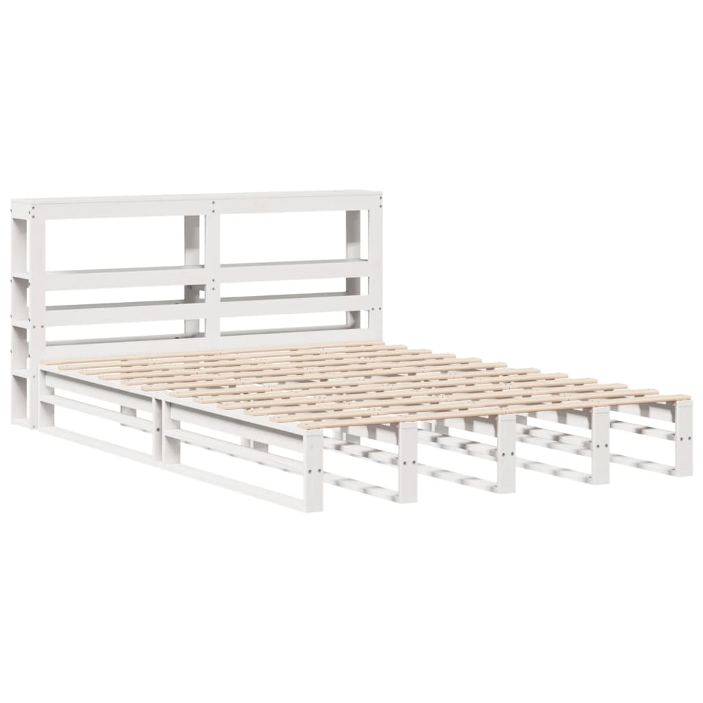 Bedframe zonder matras massief grenenhout wit 120x190 cm