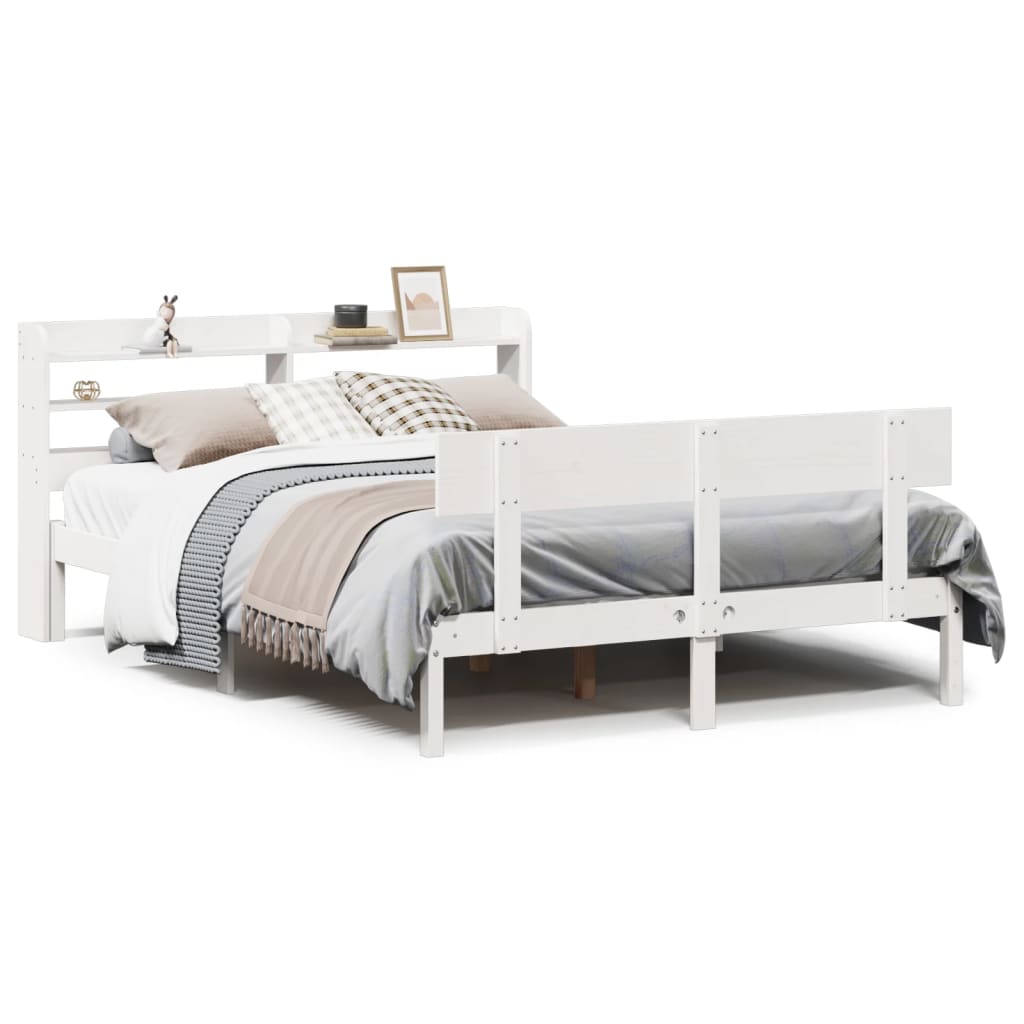 Bedframe zonder matras massief grenenhout wit 120x190 cm