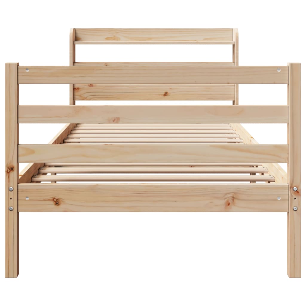 Bedframe met hoofdbord massief grenenhout 90x190 cm