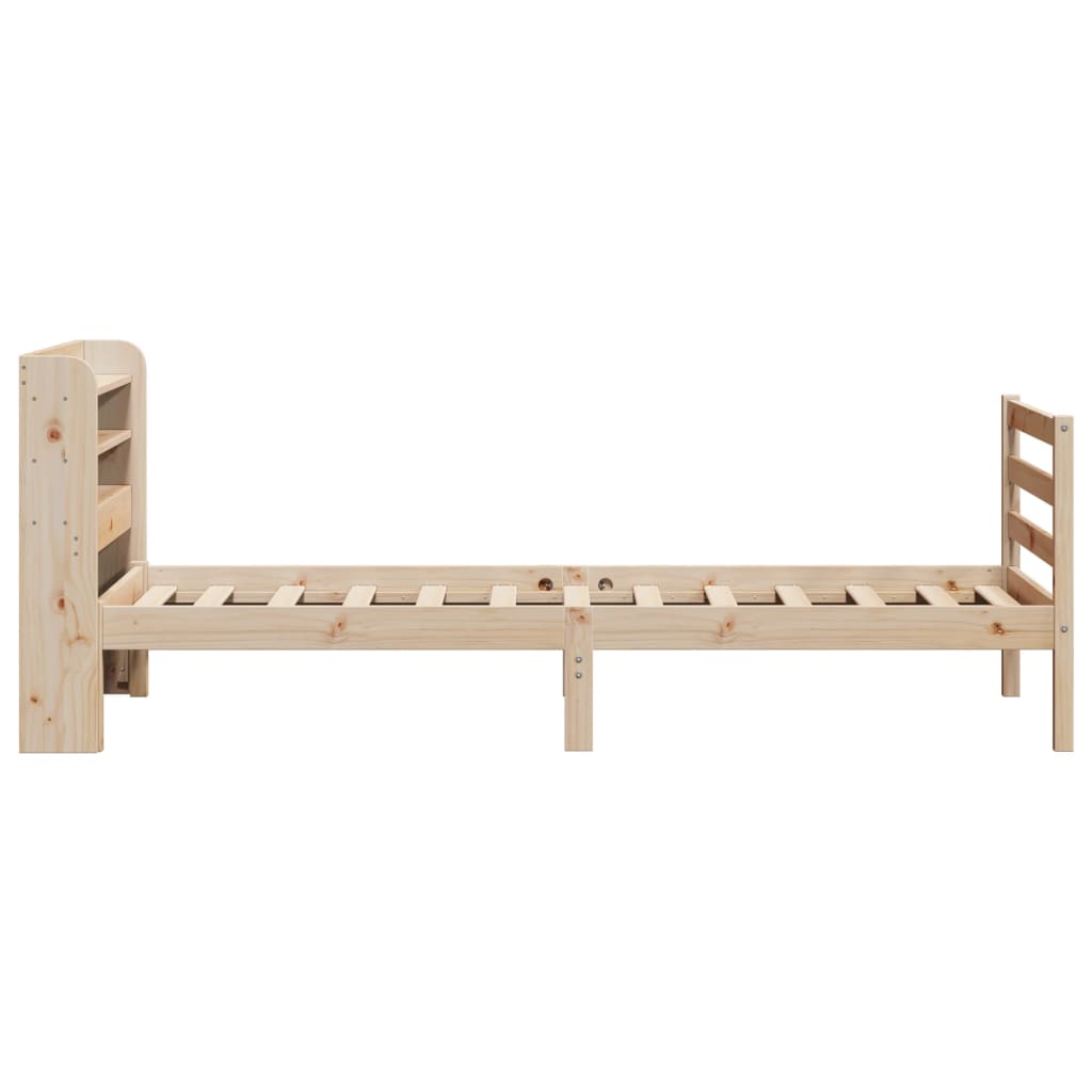 Bedframe met hoofdbord massief grenenhout 90x190 cm