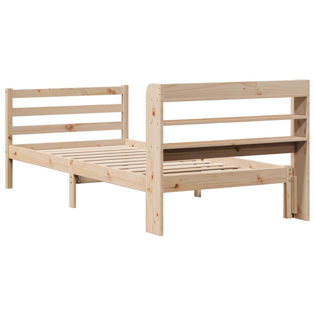 Bedframe met hoofdbord massief grenenhout 90x190 cm