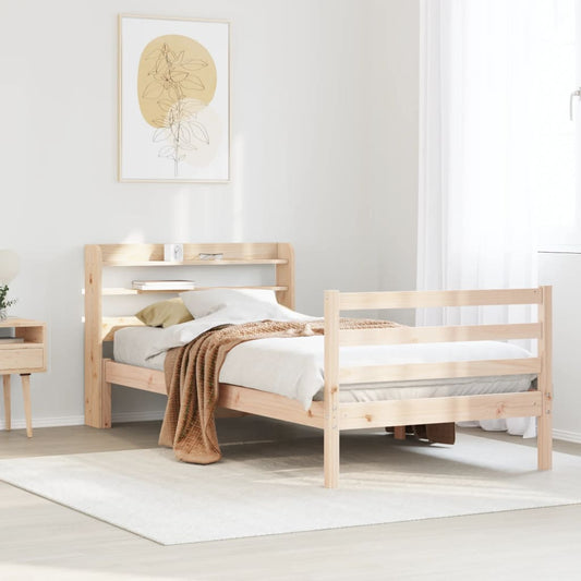 Bedframe met hoofdbord massief grenenhout 90x190 cm