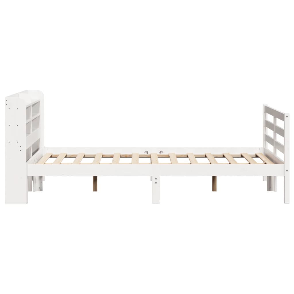 Bedframe met hoofdbord massief grenenhout wit 120x190 cm