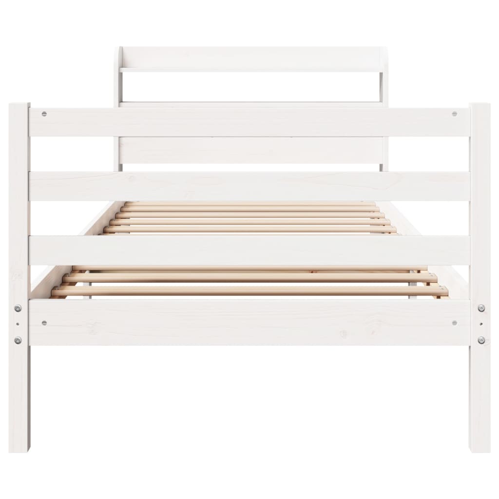 Bedframe met hoofdeinde 100x200 cm massief grenenhout wit Bedden & bedframes | Creëer jouw Trendy Thuis | Gratis bezorgd & Retour | Trendy.nl