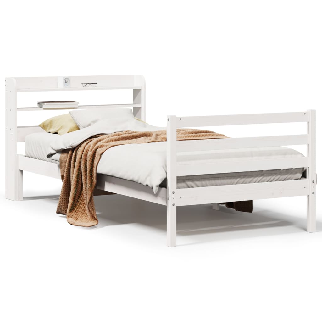 Bedframe met hoofdeinde 100x200 cm massief grenenhout wit Bedden & bedframes | Creëer jouw Trendy Thuis | Gratis bezorgd & Retour | Trendy.nl