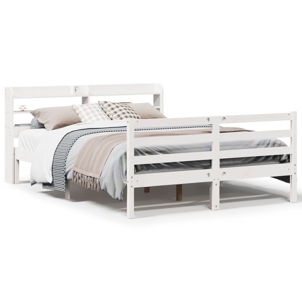 Bedframe met hoofdeinde zonder matras 120x200 cm wit