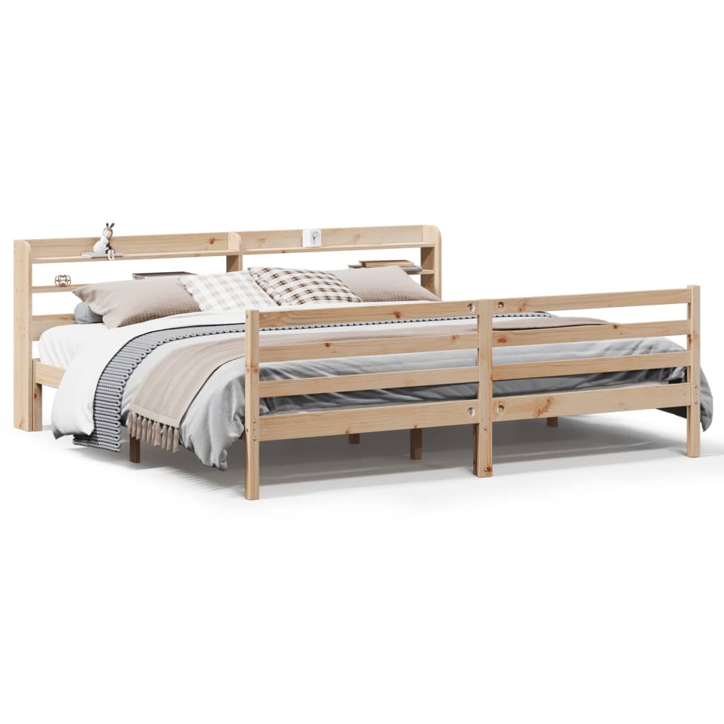 Bedframe met hoofdbord massief grenenhout 180x200 cm Bedden & bedframes | Creëer jouw Trendy Thuis | Gratis bezorgd & Retour | Trendy.nl