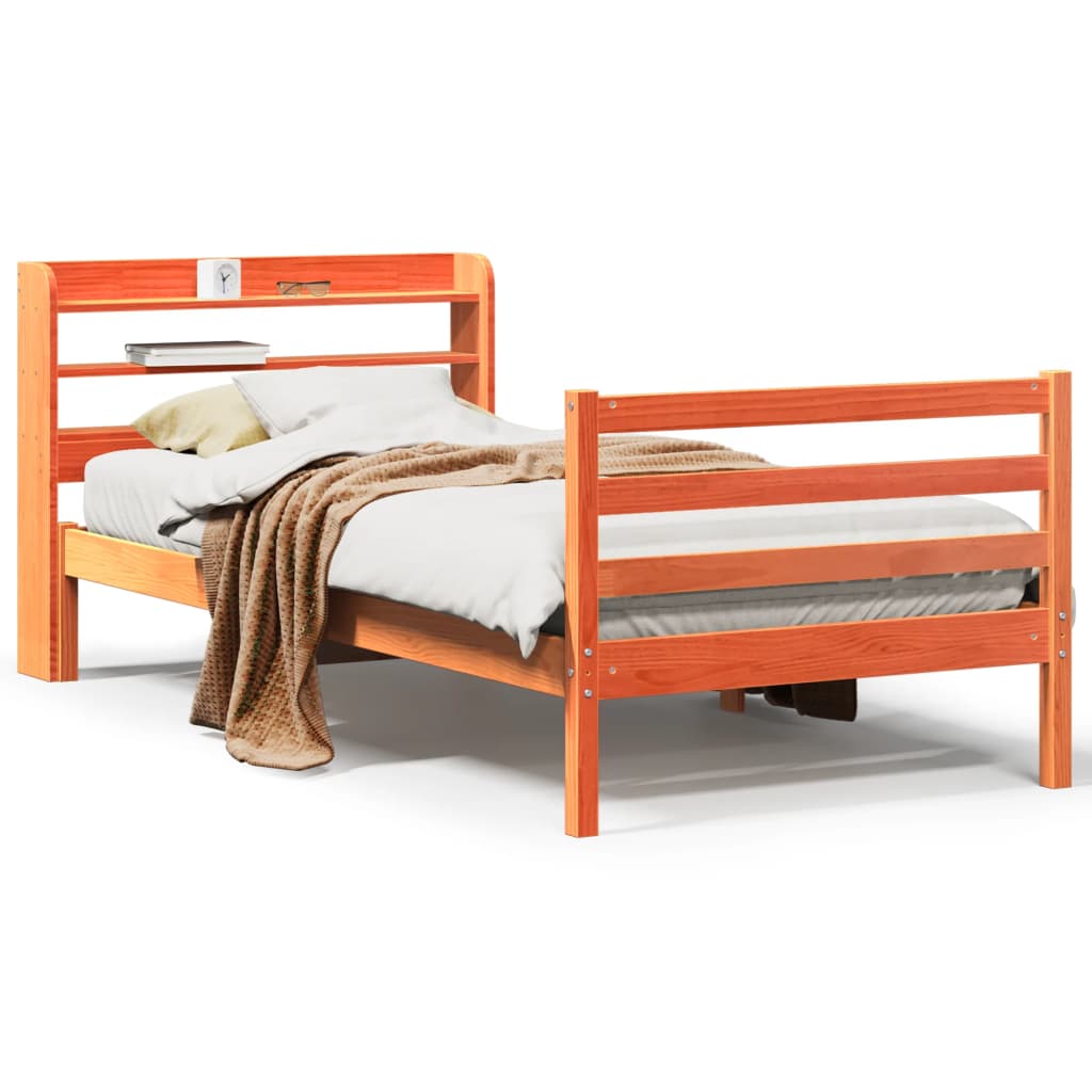 Bedframe zonder matras massief grenenhout wasbruin 90x190 cm Bedden & bedframes | Creëer jouw Trendy Thuis | Gratis bezorgd & Retour | Trendy.nl