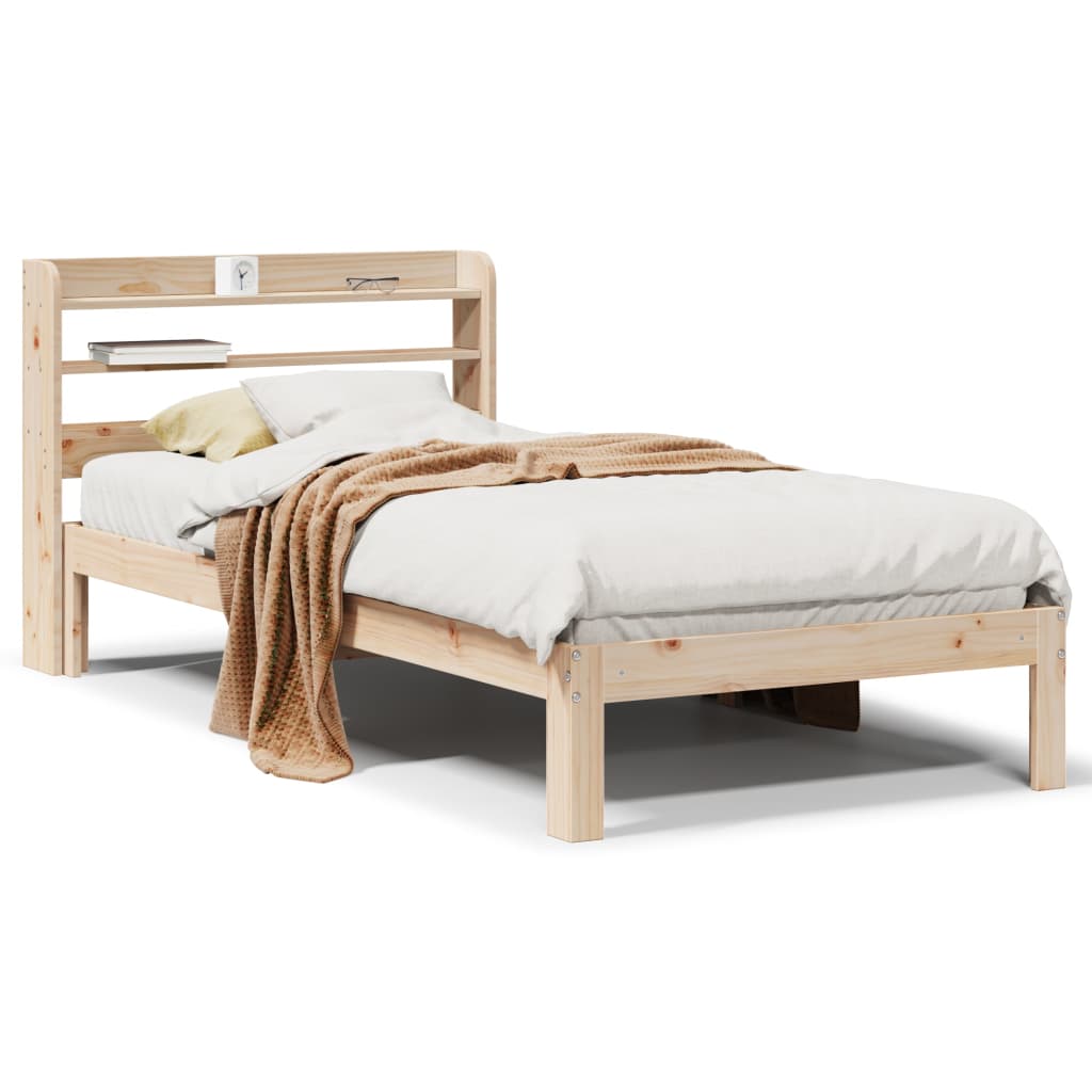 Bedframe met hoofdbord massief grenenhout 90x190 cm