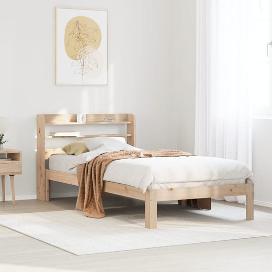 Bedframe met hoofdbord massief grenenhout 90x190 cm