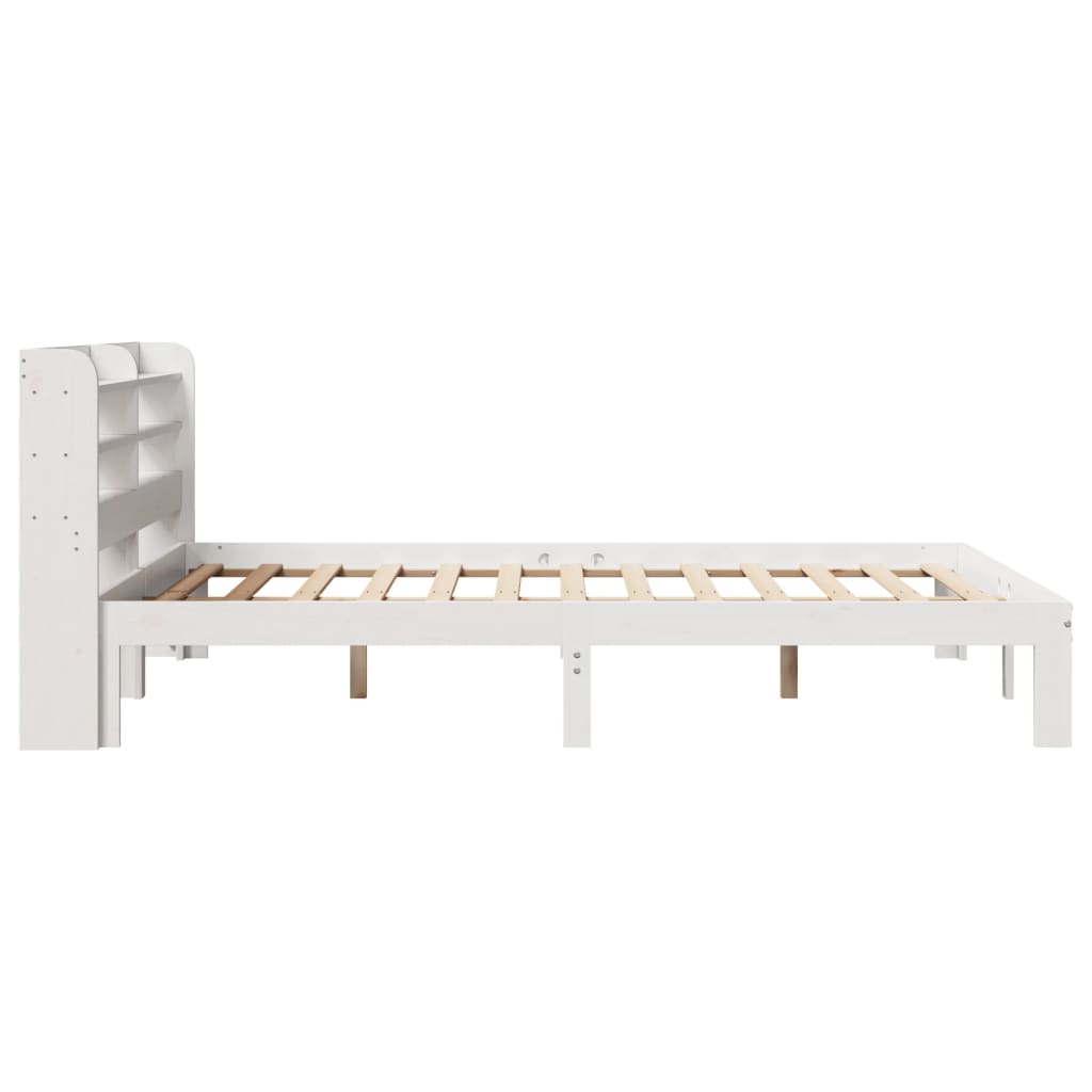 Bedframe met hoofdbord massief grenenhout wit 120x190 cm