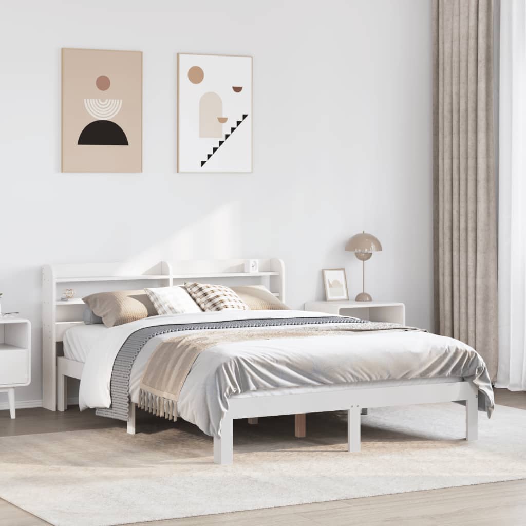 Bedframe met hoofdbord massief grenenhout wit 160x200 cm Bedden & bedframes | Creëer jouw Trendy Thuis | Gratis bezorgd & Retour | Trendy.nl