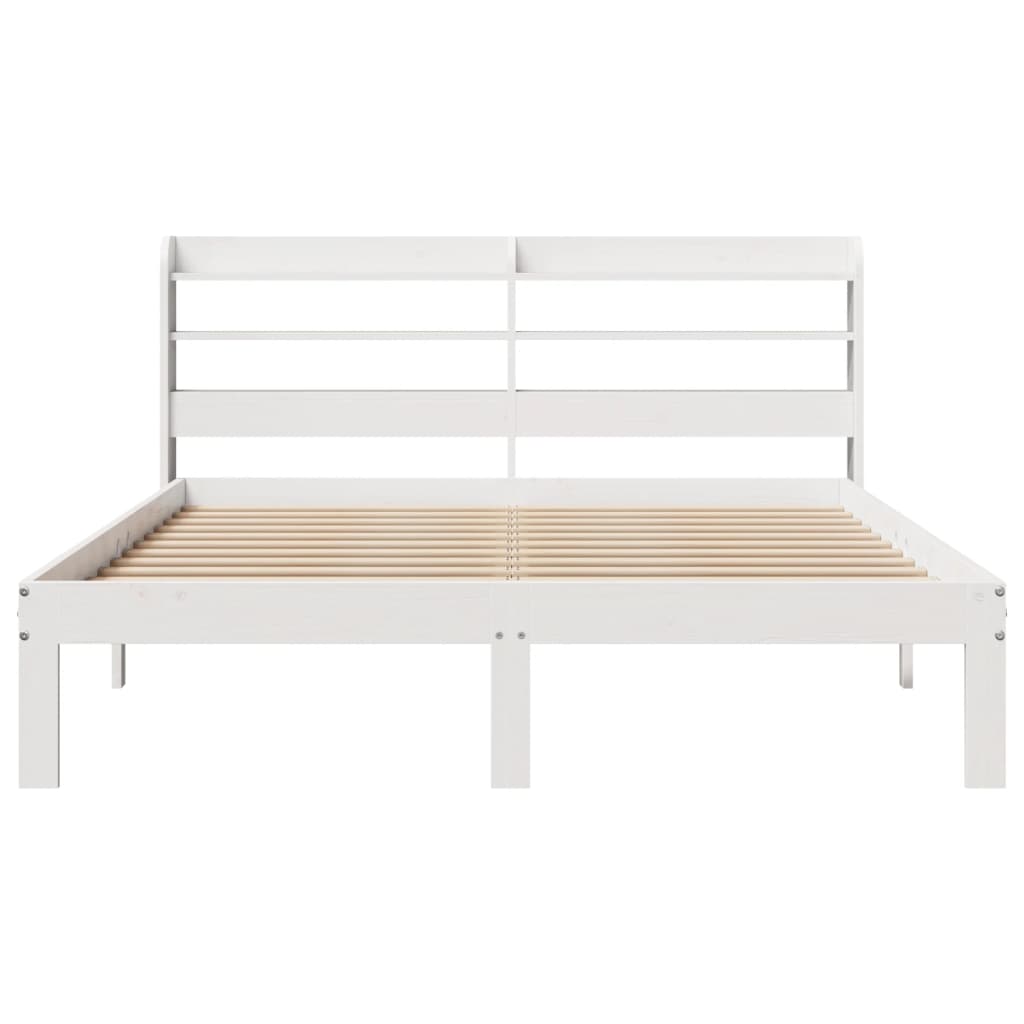 Bedframe met hoofdbord massief grenenhout wit 160x200 cm Bedden & bedframes | Creëer jouw Trendy Thuis | Gratis bezorgd & Retour | Trendy.nl