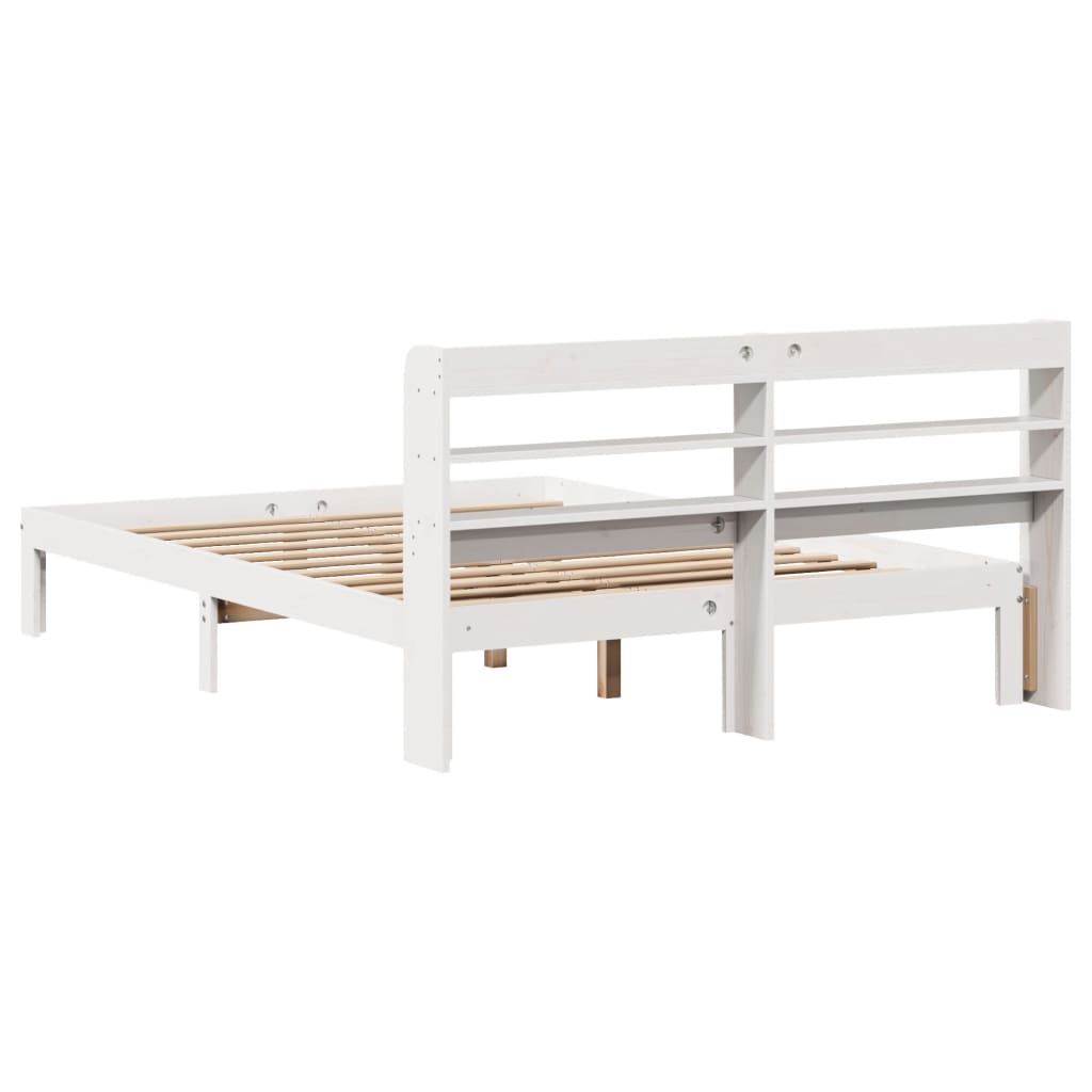 Bedframe met hoofdbord massief grenenhout wit 160x200 cm Bedden & bedframes | Creëer jouw Trendy Thuis | Gratis bezorgd & Retour | Trendy.nl