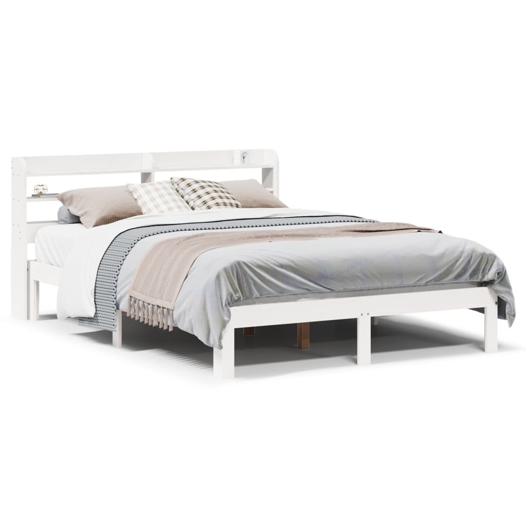 Bedframe met hoofdbord massief grenenhout wit 160x200 cm Bedden & bedframes | Creëer jouw Trendy Thuis | Gratis bezorgd & Retour | Trendy.nl