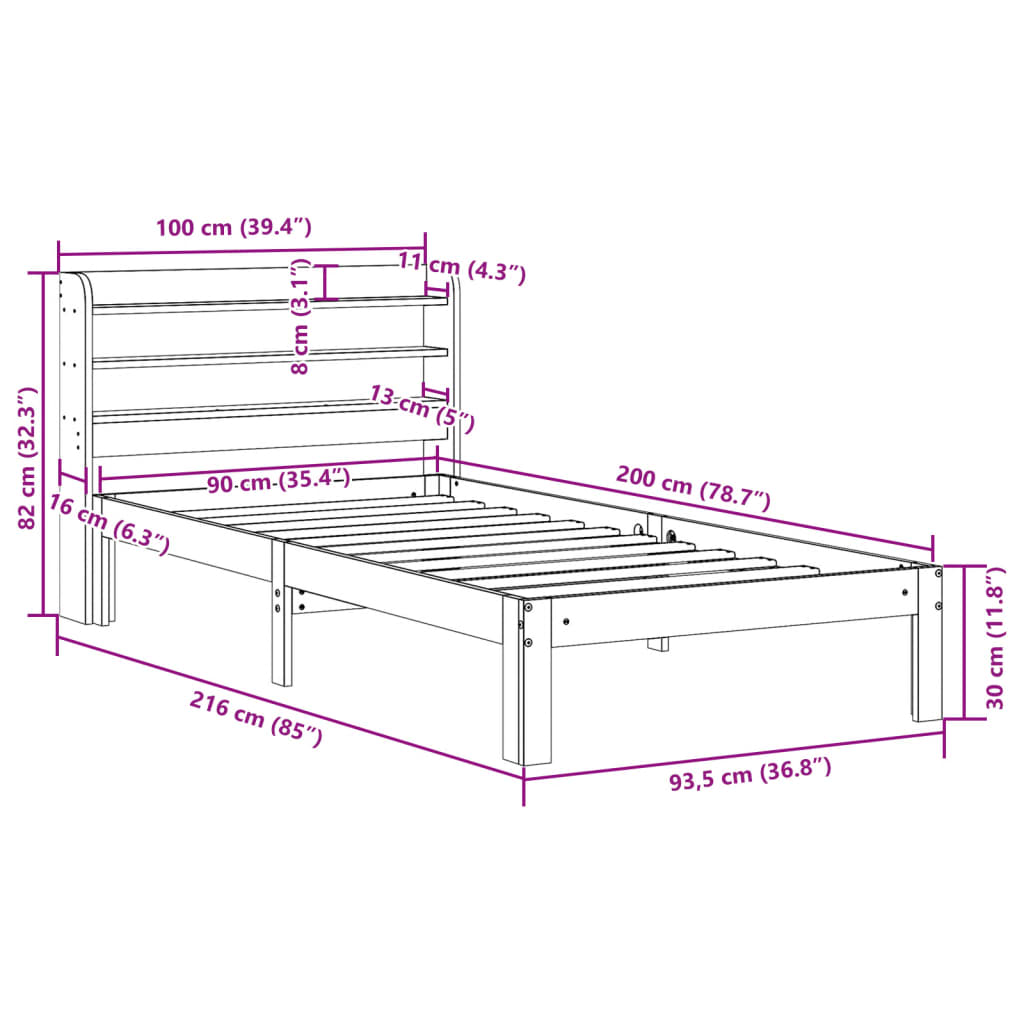 Bedframe zonder matras massief grenenhout wasbruin 90x200 cm Bedden & bedframes | Creëer jouw Trendy Thuis | Gratis bezorgd & Retour | Trendy.nl