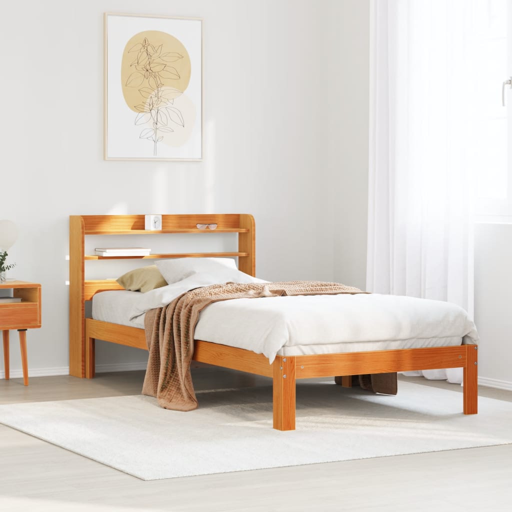 Bedframe zonder matras massief grenenhout wasbruin 100x200 cm Bedden & bedframes | Creëer jouw Trendy Thuis | Gratis bezorgd & Retour | Trendy.nl