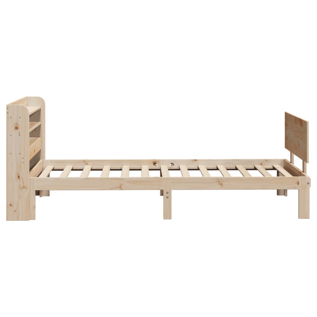 Bedframe met hoofdbord massief grenenhout 75x190 cm