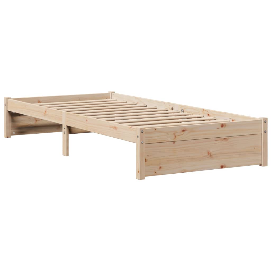 Bedframe met hoofdbord massief grenenhout 75x190 cm