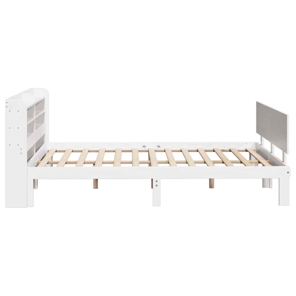 Bedframe met hoofdbord massief grenenhout wit 120x190 cm